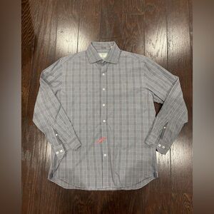 Todd Snyder Button Down Shirt Plaid Check 100% Cotton Long Sleeve Size 16 32/33